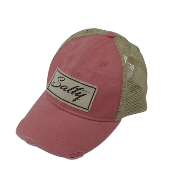 Adams Salty Coral Tan Baseball Distressed Trucker Hat OS - Picture 1 of 11